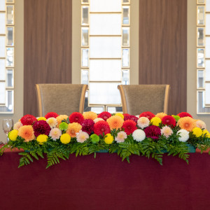 メインテーブルの装花も和風にしていただきました。|644018さんの長野縣護國神社の写真(1664689)