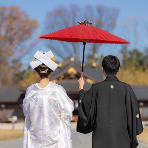 挙式前に写真撮影を行いました|644018さんの長野縣護國神社の写真(1664652)