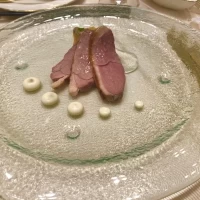 鴨胸肉ロースト クリアなジュレ とうふのクリーム