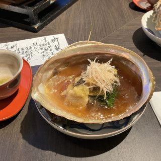 あわびとなす。たいへん美味しい。