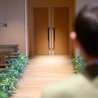 落ち着いたグリーンで、シンプルな会場がとても気に入りました。