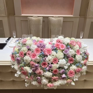 高砂のお花は絶対にハート型にして欲しくて希望を伝えました