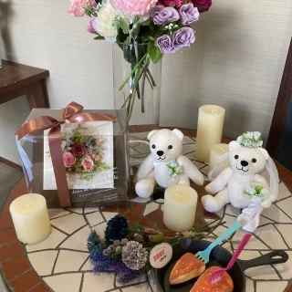 持ち込んだグッズを可愛く並べて頂けました。