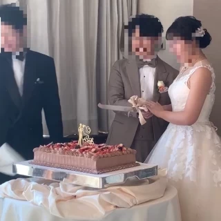 チョコクリームに変更したウェディングケーキ