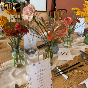 テーブル装花|660381さんの3＋3CAFE（サンタスサンカフェ）の写真(1807231)