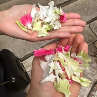 チャペル退場後のフラワーシャワーで配られた生花です！