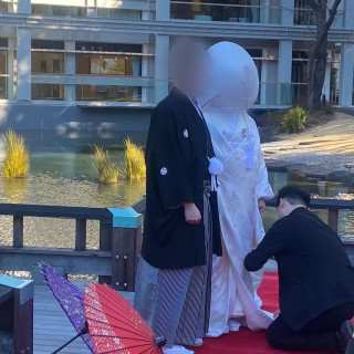 東郷神社ならではの庭の赤絨毯