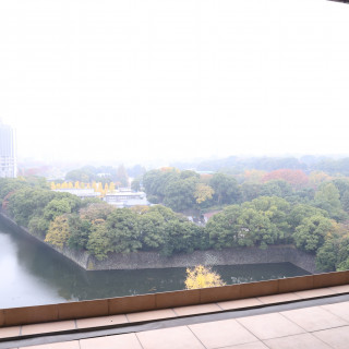 披露宴会場からの皇居の景色(11月後半、曇天)