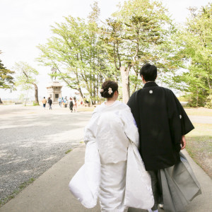 挙式後のロケーション撮影|664941さんの宮城県護国神社の写真(1829938)