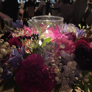 キャンドルとテーブルフラワー