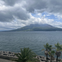 式場のどこからでも見える桜島と錦江湾