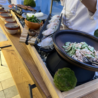 テラスでできるお茶漬けビュッフェです。