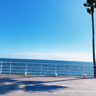 披露宴会場前に広がる海