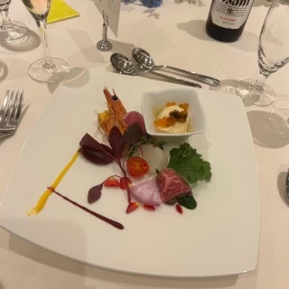 appetizer 豆乳ロワイヤル、和牛叩き、車海老酒煮