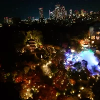 ホテルの庭園ライトアップ