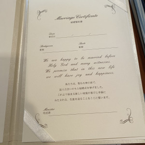 結婚証明書|670556さんのホテルモントレ仙台の写真(1886643)
