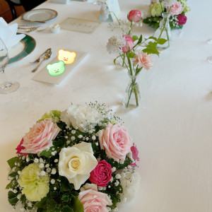ピンク系のお花でテーブルを飾りました。|671034さんのホテル東日本宇都宮の写真(1947192)