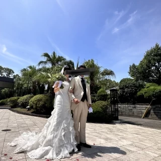 挙式後、
緑と青空がきれい