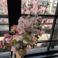 ブーケ、桜を入れてもらいました。