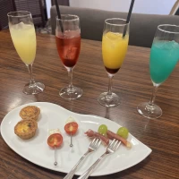 カラフルなドリンクが映えます。
前菜も美味しかったです