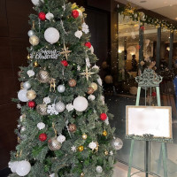 建物入り口に飾られたクリスマスツリー。