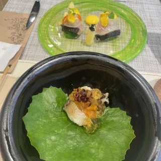 試食会の前菜とお魚