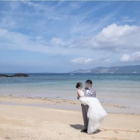 挙式前、ビーチでの撮影