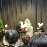 人前式の様子。白無垢で祝言の形式で挙式が行われました