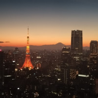 披露宴会場から眺められる東京タワーと富士山