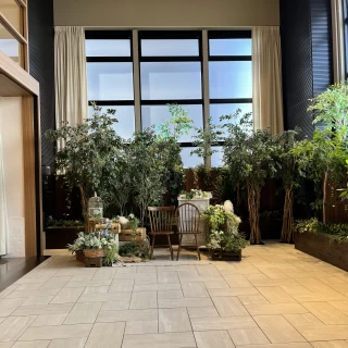 披露宴会場と一緒になっている室内ガーデン