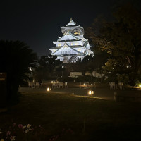 夜の大阪城ライトアップ綺麗