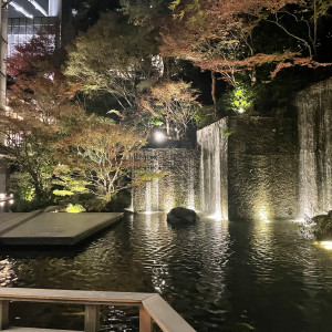 ライトアップされているお庭の滝|687079さんのホテル雅叙園東京の写真(2002043)