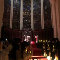 照明で羽根演出を際立たせてます