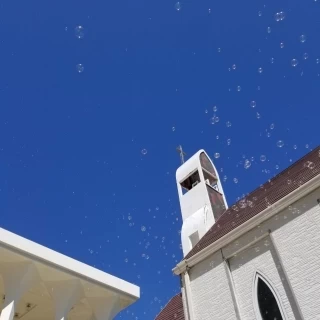 フラワーシャワー後のシャボン玉