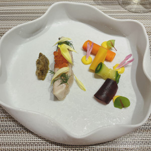 前菜。魚と野菜、ソースが綺麗にアレンジされていました。|690386さんのJWマリオットホテル奈良の写真(2037433)