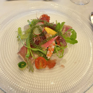 近海魚介と島野菜のパナシェ。