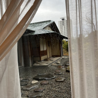 窓の外には日本庭園があり、市内とは思えない風景が広がります