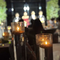 テーブルにキャンドルが置かれており暗くなると素敵でした