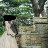 披露宴会場から見えるプール横