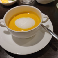 試食のかぼちゃのスープ