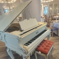 片隅にはチェコ製のクラシカルピアノ！実際に演奏できる