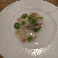 真鯛と蓮根のガレット。白ワインヴァブール。蟹と柚子の葛餡仕立