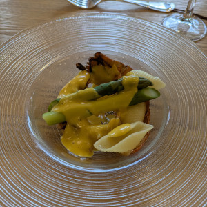 オマール海老のロースト。雲丹のクリームソース。アスパラ添え。|694266さんのGRAND-CIEL OKAZAKI(グランシェル岡崎)の写真(2558096)