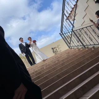 外の階段