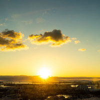 会場からの夕日