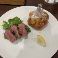 試食の肉とオーブン焼き