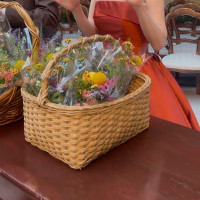 高砂やテーブルの装花を一人分にラッピングして貰えました