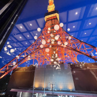 披露宴会場からのライトアップ後の東京タワー