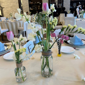 テーブル装花|696861さんのBIANCARA HILLSIDE TERRACE（ビアンカーラ ヒルサイドテラス）の写真(2090256)