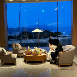 皆様をお見送り前の日が落ちた富士山も素敵|700244さんの日本平ホテルの写真(2119172)